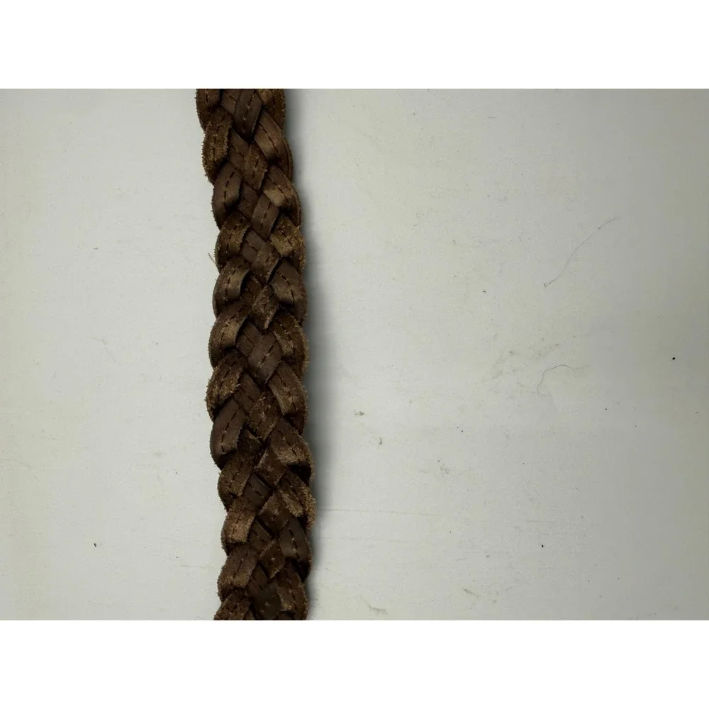 American Eagle Braided Belt Size Small Brown Leather Woven Stitch Detail 90s Y2K